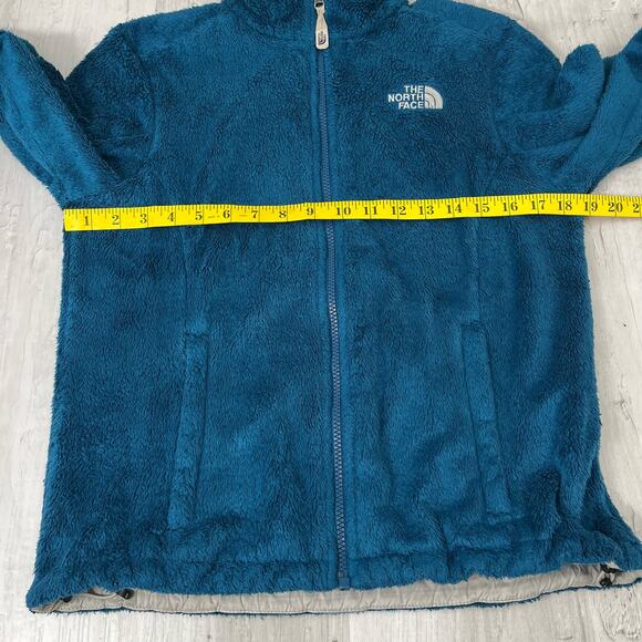 North Face Teal Blue Long Sleeve Zip Up Pockets Fleece Sweater Jacket Small - Picture 12 of 15
